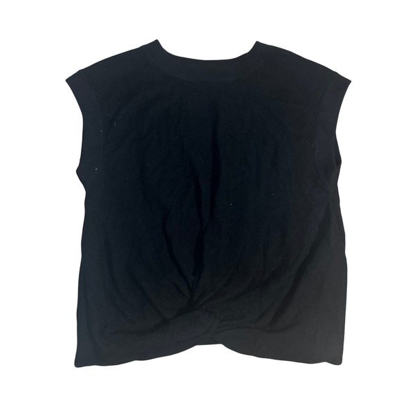 AQUA Black Cashmere Twist Front Sleeveless Top Womens Size L